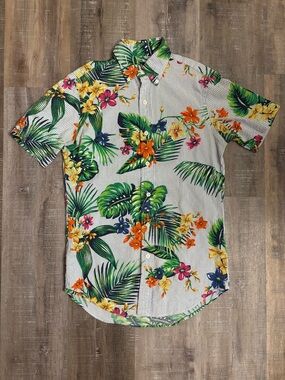 Men's Ralph Lauren Shirt Seersucker Untucked Classic Fit XS Floral Hawaiian